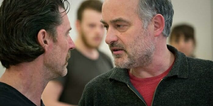 Dorian Lough (Leo) and Louis Hilyer (Nat) in Filthy Business at Hampstead Theatre. Photo by Dominic Clemence.