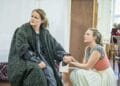 Emma Cunniffe as Queen Anne and Romola Garai as Sarah Duchess of Marlborough in rehearsals for Queen Anne. Credit Marc Brenner 2
