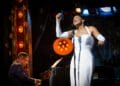 Audra McDonald as Billie Holiday and Shelton Becton as Jimmy Powers in Lady Day at Emerson's Bar & Grill at the Wyndham's Theatre until 9 September 2017. CREDIT Marc Bren