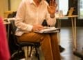 Liz Robertson (Cheryl Gillan) in rehearsals for COMMITTEE... at the Donmar Warehouse. Photo by Jack Sain
