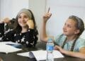 Lucia Peragine (Genevieve) and Tilly Murray (Genevieve) in Alligators at Hampstead Theatre