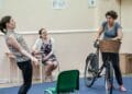 Di and Viv and Rose in rehearsals, from left, Margaret Cabourn-Smith (Rose), Lotte Wakeham (director), Polly Lister (Di)
