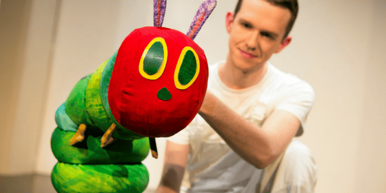 The Very Hungry Caterpillar (Adam Ryan) in The Very Hungry Caterpillar Show. Photo Credit Pamela Raith Photography