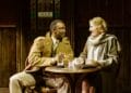Daon Broni (Lieutenant Dayton Pike) and Fenella Woolgar (Miss Roach) in The Slaves of Solitude at Hampstead Theatre. Photo by Manuel Harlan (1)