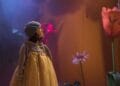 Amalia Vitale as Sandy in Beginners at Unicorn Theatre. Photo credit Hugo Glendinning