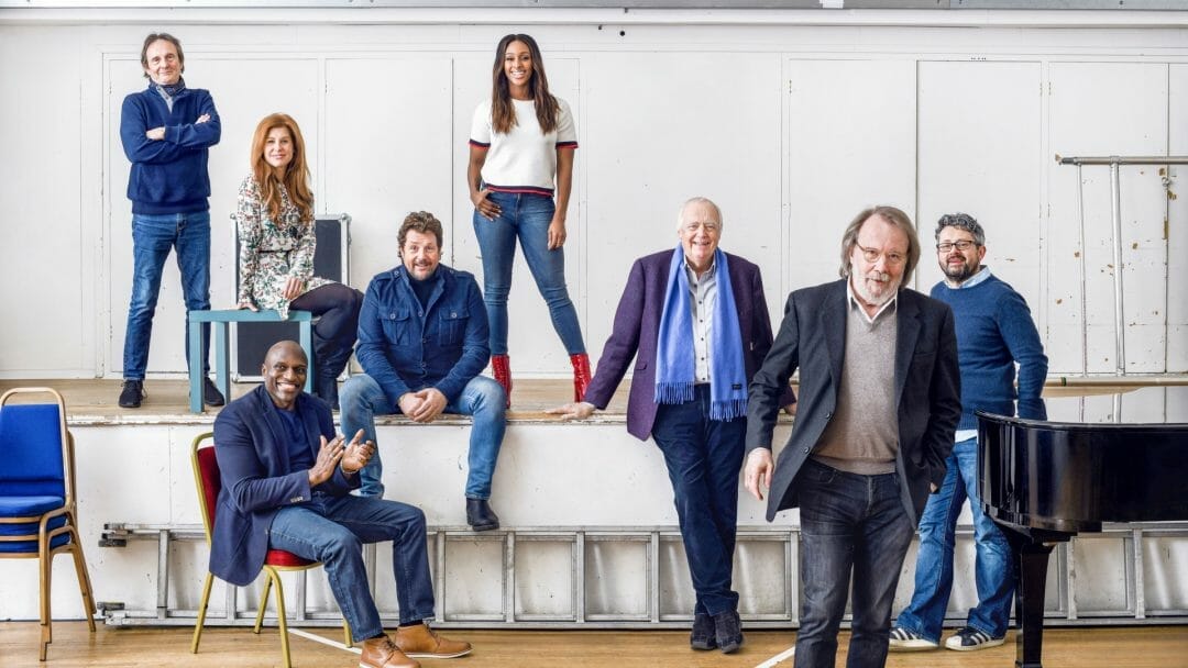 Full Cast Announced for Chess L-R Murray Head, Cassidy Janson, Phillip Browne, Michael Ball, Alexandra Burke, Sir Tim Rice, Benny Andersson and director Laurence Connor