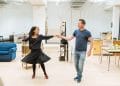 Barnaby Kay as Marcus and Kathryn Drysdale as Fran in Home, I'm Darling rehearsals at the National Theatre (c) Manuel Harlan