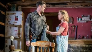 l-r Orlando Bloom (Killer Joe Cooper), Sophie Cookson (Dottie) - Killer Joe at Trafalgar Studios - Photographer Marc Brenner