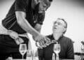 Abraham Popoola and Ron Cook in rehearsals for Pinter . Photo Marc Brenner. REH