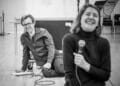 John Heffernan and Gemma Whelan in rehearsal for Pinter Seven Image by Marc Brenner.