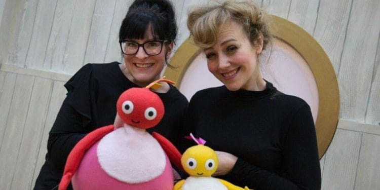 Ruth Calkin and Lizzie Wort in rehearsals for Twirlywoos. Photo Credit MEI Theatrical