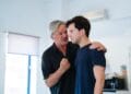 Michael Lumsden and Philip Labey in rehearsals for WHILE THE SUN SHINES photo by Helen Murray
