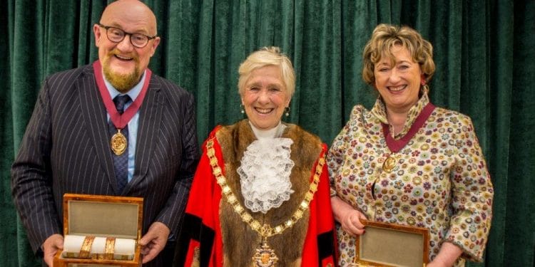 Sir Howard Panter Cllr Beryl Hunwicks and Dame Rosemary Squire. Photo Credit Woking Borough Council