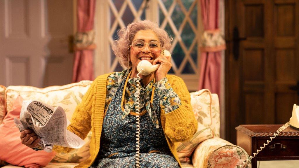 Meera Syal in Noises Off Lyric Hammersmith Credit Helen Maybanks