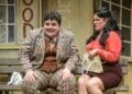 One Man Two Guvnors David OReilly as Francis Henshall and Rosie Strobel as Dolly Photo by Robert Day Derby Theatre
