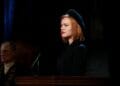 Alexandra Guelff as Romaine Vole in Witness for the Prosecution. Credit Ellie Kurttz
