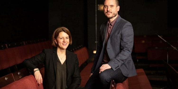 Excutive Director Henny Finch and Artistic Director Michael Longhurst at the Donmar Warehouse. Photo by Helen Maybanks.
