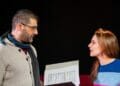 Michael Georgiou and Honey Rouhani in rehearsals for Opera Undone Tosca La bohème credit Beastly Studios