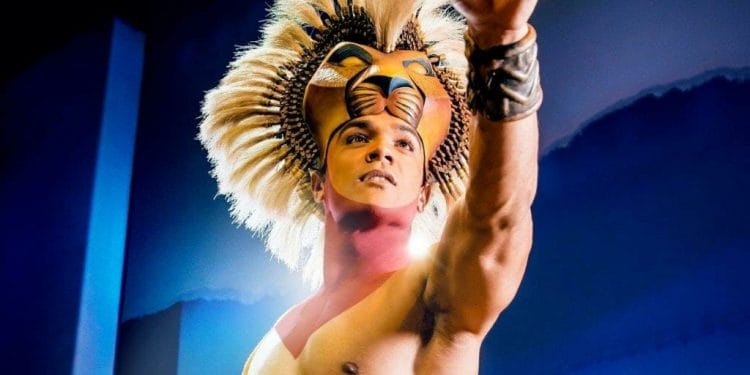 Nick Afoa as Simba in The Lion King. Pride Rock. Credit Dewynters Photography Disney