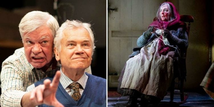 Matthew Kelly David Yelland in THE HABIT OF ART c Helen Maybanks and Gwen Taylor as Enid in THE CROFT. Credit Charlotte Graham