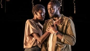 Sheila Atim and Ivanno Jeremiah in CONSTELLATIONS. Directed by Michael Longhurst. Photo by Marc Brenner