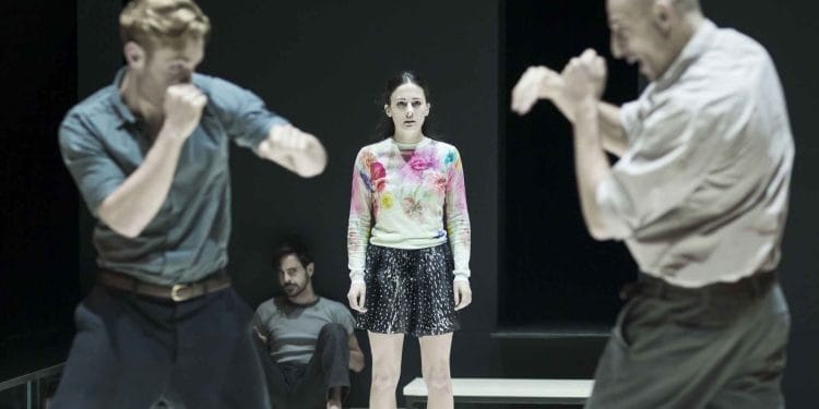A View from the Bridge at the Young Vic. Luke Norris. Emun Elliott Phoebe Fox and Mark Strong. Photo by Jan Versweyveld