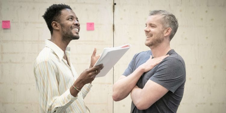 Omari Douglas and Russell Tovey in rehearsals for Constellations directed by Michael Longhurst for Donmar Warehouse West End. Photo Marc Brenner