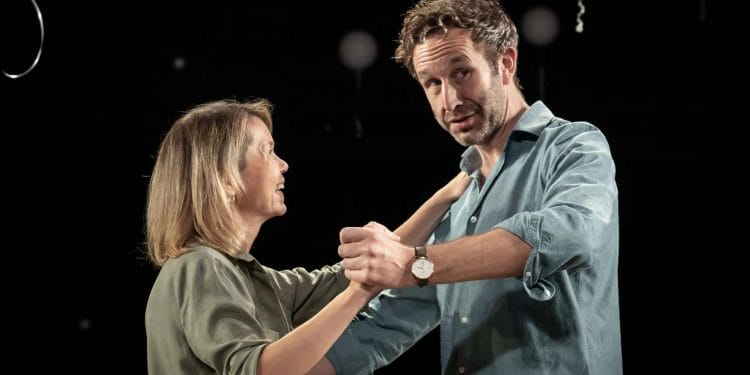 Anna Maxwell Martin and Chris ODowd in Constellations at the Vaudeville Theatre directed by Michael Longhurst. Photo Marc Brenner
