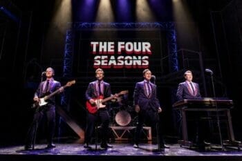 LtoR Karl James Wilson Benjamin Yates Ben Joyce Adam Bailey in Jersey Boys credit Mark Senior