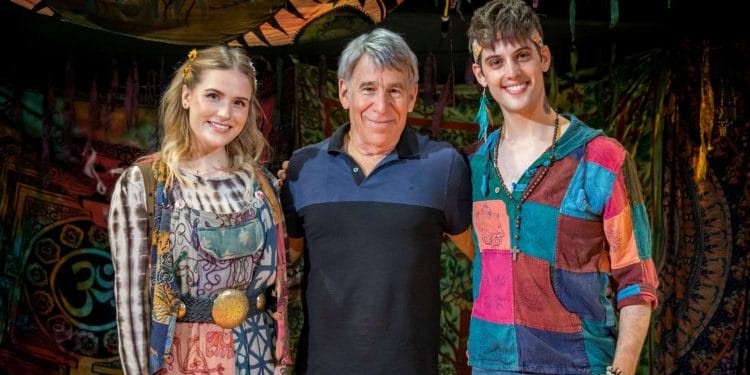 Stephen Schwartz with cast members Ryan Anderson Pippin and Natalie McQueen Catherine Photo Edward Johnson
