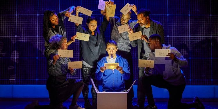 David Breeds Christopher and the company in The Curious Incident of the Dog of the Night Time. Photo credit Brinkhoff Moegenburg