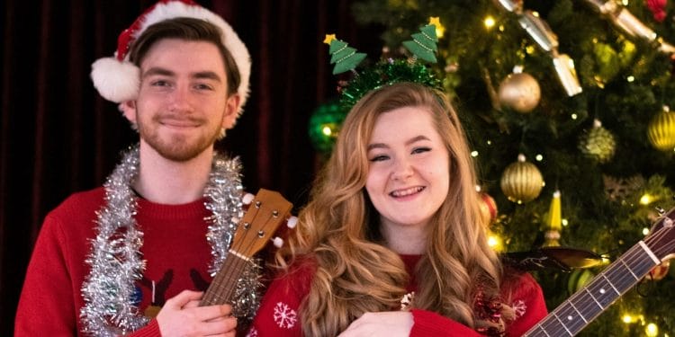 Macrobert Arts Centre presents All I want for Christmas. Actors Samuel Stewart and Bethany Tennick. Photo by Tommy Ga Ken Wan