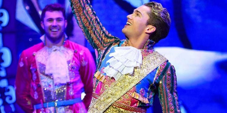 Curtis Pritchard as Dandini and AJ Pritchard as Prince Charming in Cinderella at Wolverhampton Grand Theatre Photo by Tim Thursfield