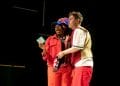 Efe Agwele as Rosencrantz and Curtis Callier as Guildenstern in Hamlet for younger audiences at the NT c Ellie Kurttz