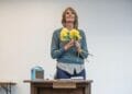 Gwyneth Strong rehearsing for Ladies of Letters UK Tour. Credit Craig Fuller
