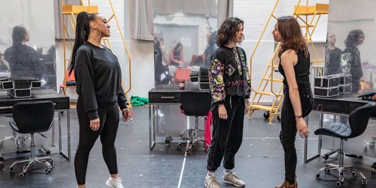 LtoR Danielle Steers Millie OConnell Debbie Kurup in rehearsals for THE CHER SHOW credit Danny Kaan