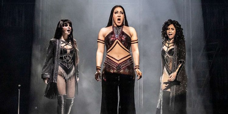 Millie OConnell as Babe Danielle Steers as Lady and Debbie Kurup as Star in The Cher Show credit Pamela Raith