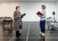 Tessa Peake Jones and Gwyneth Strong rehearsing for Ladies of Letters UK Tour. Credit Craig Fuller