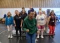 . SISTER ACT In Rehearsal. Beverley Knight Deloris Van Cartier and the Company. Photo Manuel Harlan