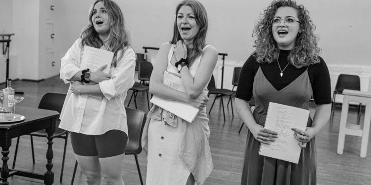 LtoR Natasha J Barnes Laura Pitt Pulford Carrie Hope Fletcher in rehearsals for The Witches of Eastwick credit Danny Kaan