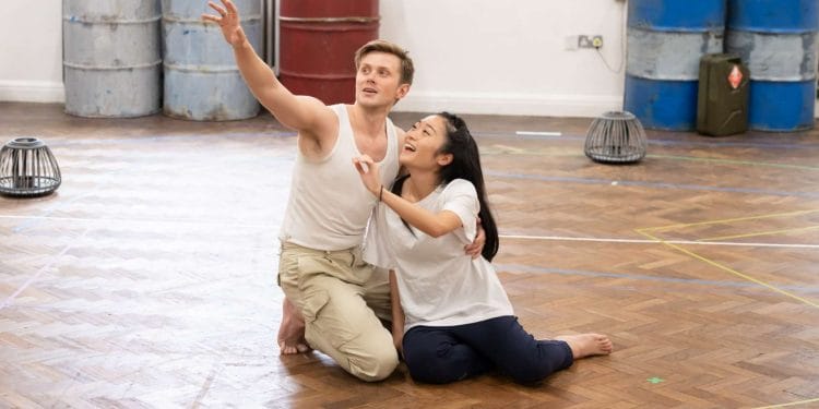 . Rodgers and Hammersteins SOUTH PACIFIC In Rehearsal. Rob Houchen Joseph Cable and Sera Maehara Liat. Photo Johan Persson