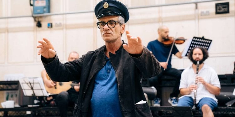 Alon Moni Aboutboul in rehearsals for THE BANDS VISIT Donmar Warehouse photo by Helen Murray