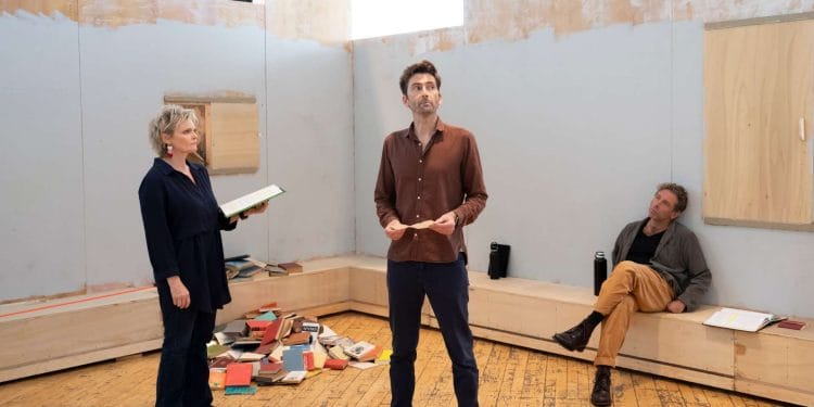 Sharon Small David Tennant and Elliot Levey in rehearsal for GOOD Photo Johan Persson