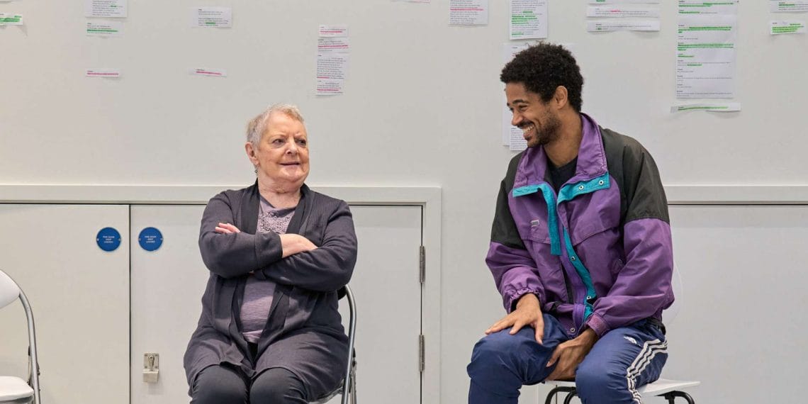 June Watson and Alfred Enoch in rehearsal for As Ypu Like It Photo Manuel Harlan