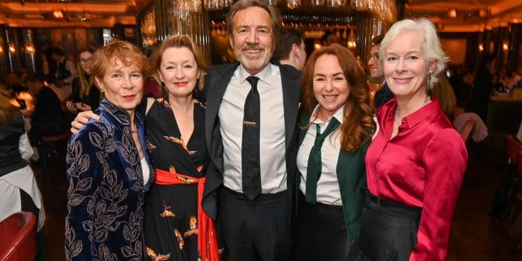 Celia Imrie Lesley Manville Robert Lindsay Sam Spiro and Geraldine Alexander One Night Only at The Ivy West Street photo by Dave Benett