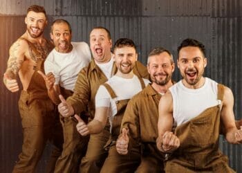 THE FULL MONTY. Jake Quickenden Ben Onwukwe Neil Hurst Danny Hatchard Bill Ward and Nicholas Prasad. Photo Ellie Kurttz 1