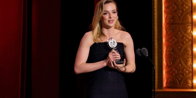 Jodie Comer accepts the award for Best Leading Actress in a Play for Prima Facie onstage during The 76th Annual Tony Awards credit Getty Images for Tony Awards Pro