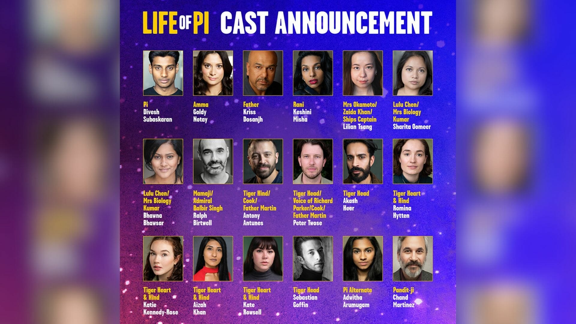 Life of Pi Tour Cast Announced