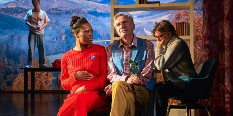 Benny Young (Moon), Patricia Panther (Kath) and John Michie (Rennie) – Group Portrait in a Summer Landscape – Photo by Fraser Band (1)