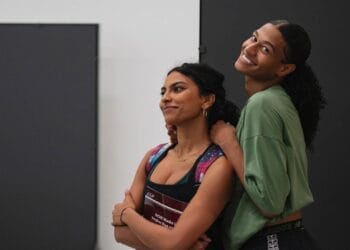 Talia Palamathanan (Pritti) and Ivano Turco (Jamie New) in rehearsals for the Everybody's Talking About Jamie Tour. Credit Matt Crockett